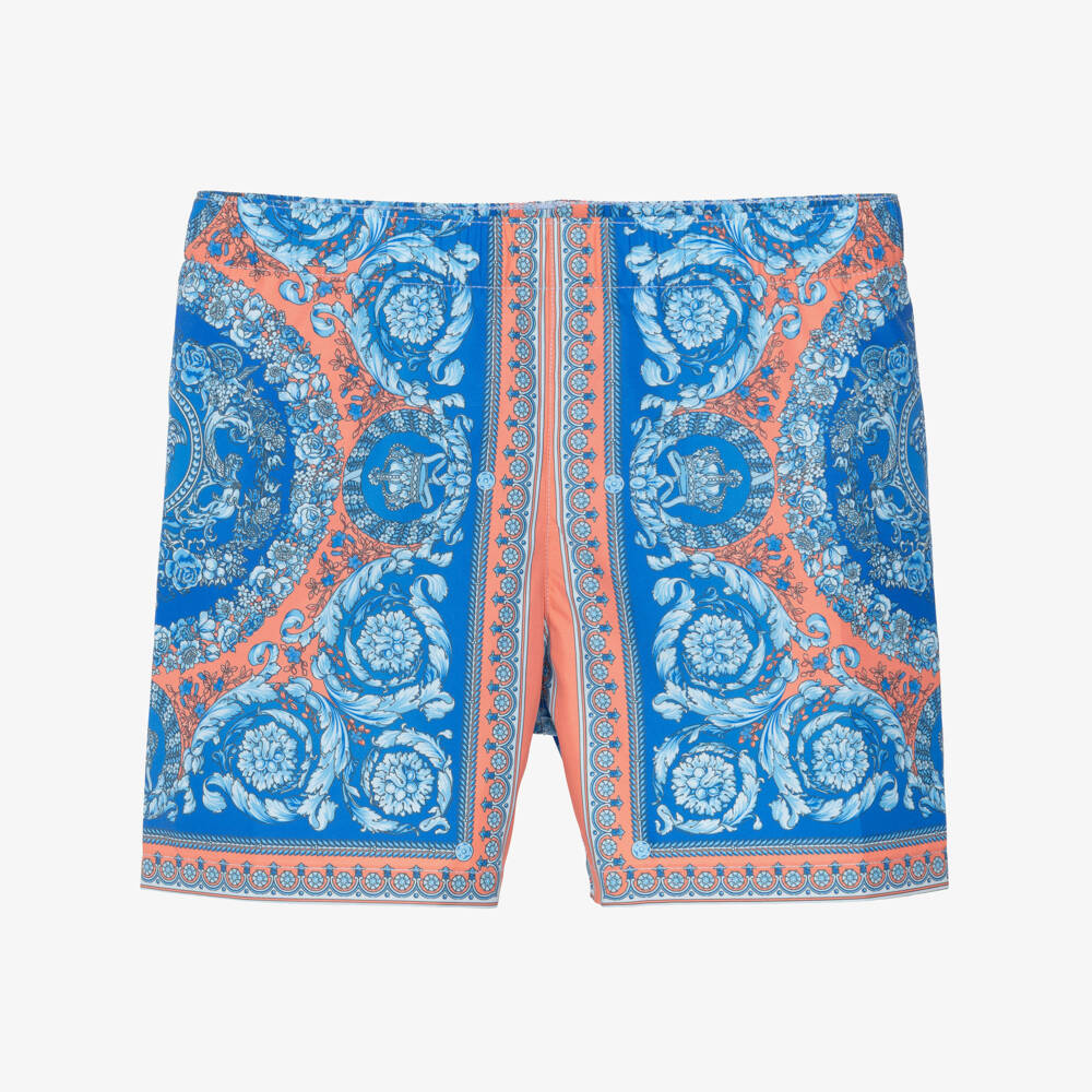 Versace-Junior Boys Blue Electric Barocco Print Swim Shorts | Childrensalon Outlet