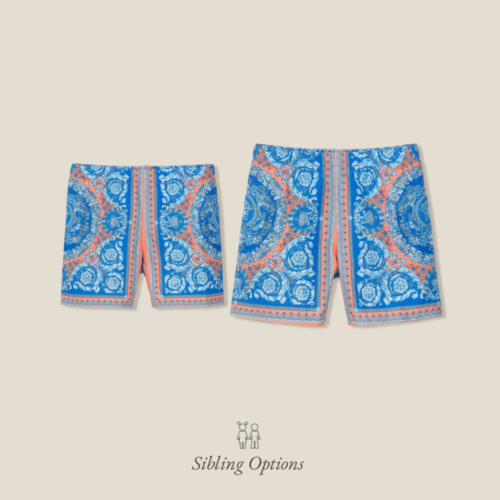 Versace-Junior Boys Blue Electric Barocco Print Swim Shorts | Childrensalon Outlet