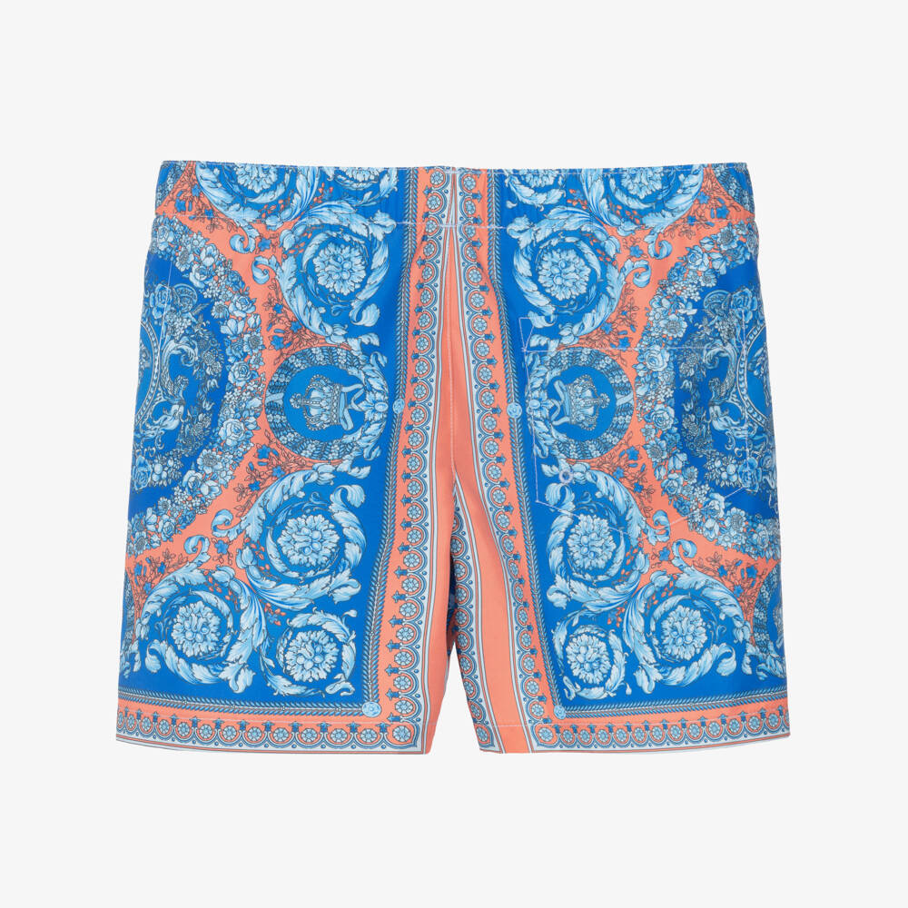 Versace-Junior Boys Blue Electric Barocco Print Swim Shorts | Childrensalon Outlet