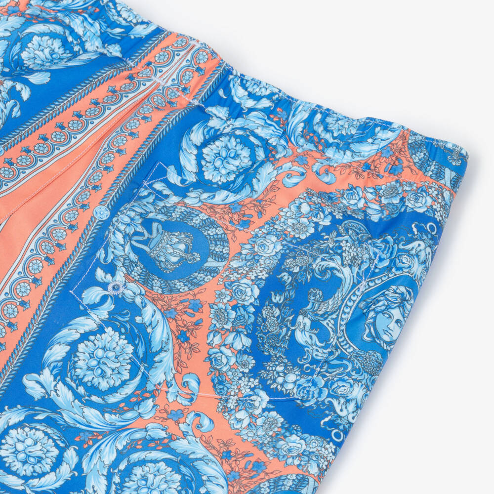 Versace-Junior Boys Blue Electric Barocco Print Swim Shorts | Childrensalon Outlet