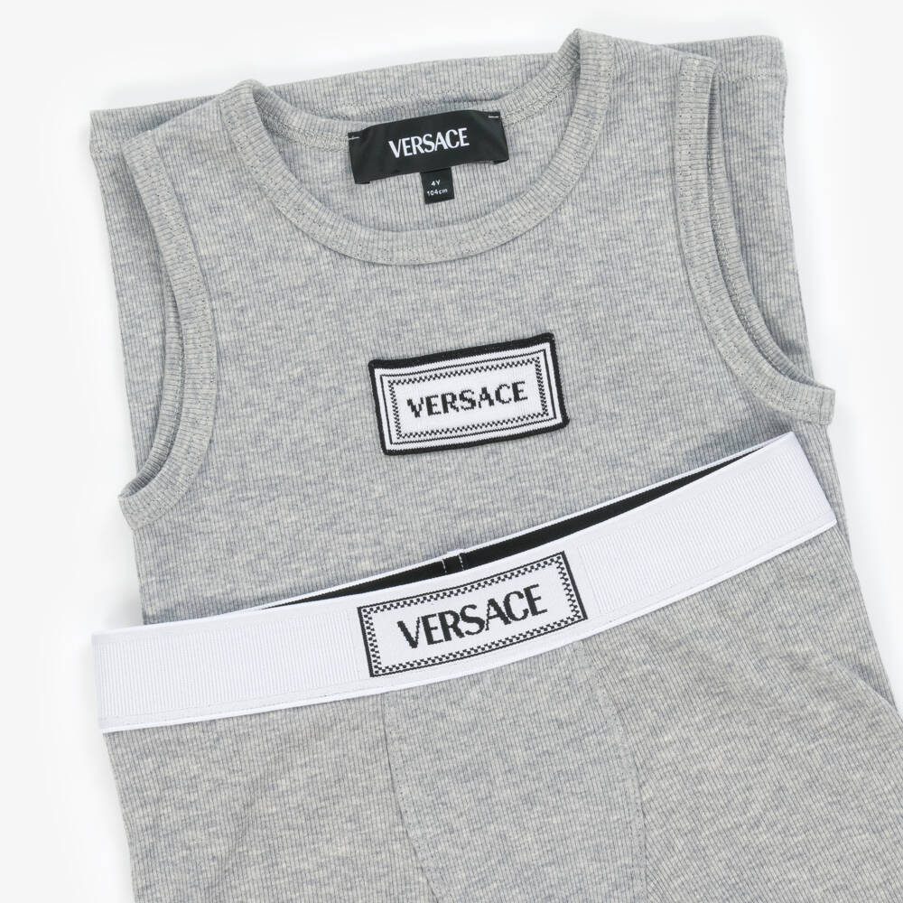Versace-Junior Boys Classic Grey Underwear Duo | Childrensalon Outlet