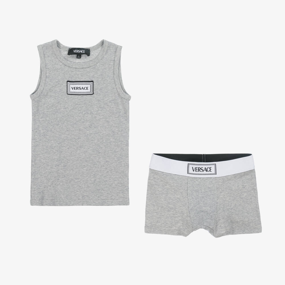 Versace-Junior Boys Classic Grey Underwear Duo | Childrensalon Outlet