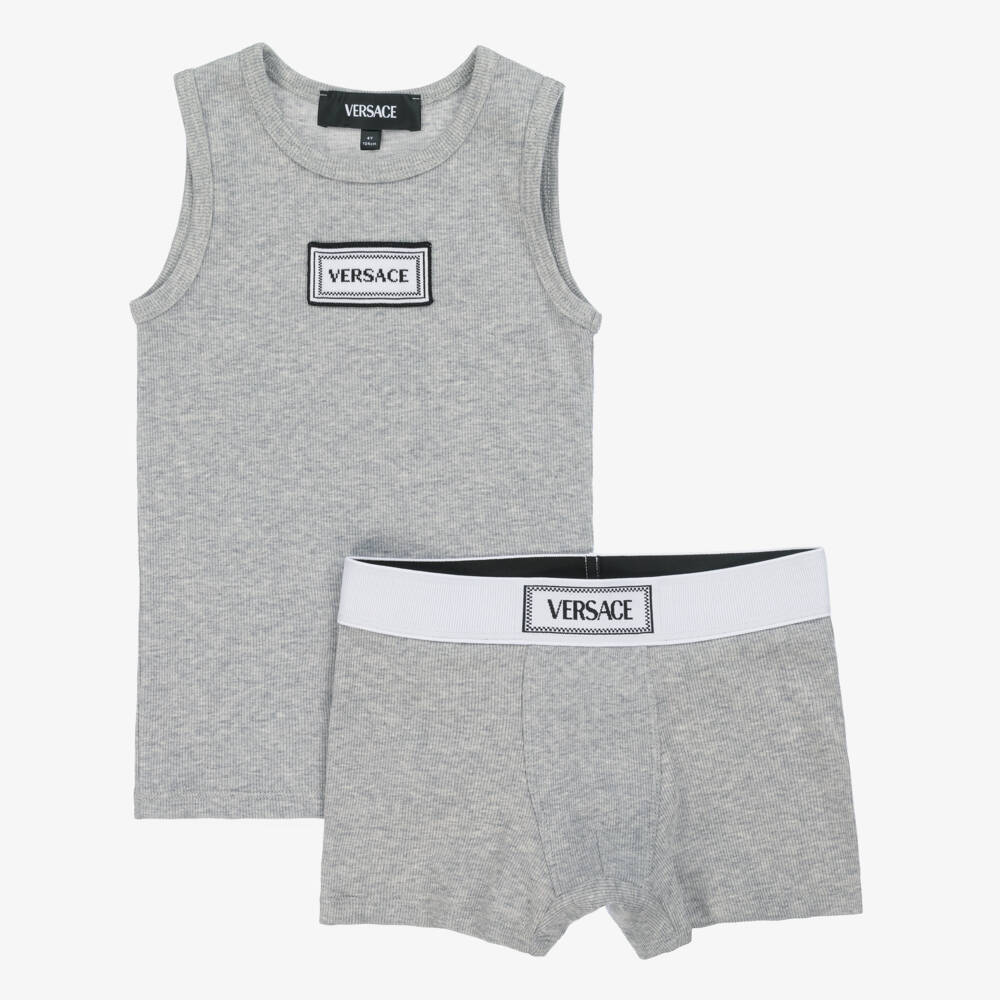 Versace-Junior Boys Classic Grey Underwear Duo | Childrensalon Outlet
