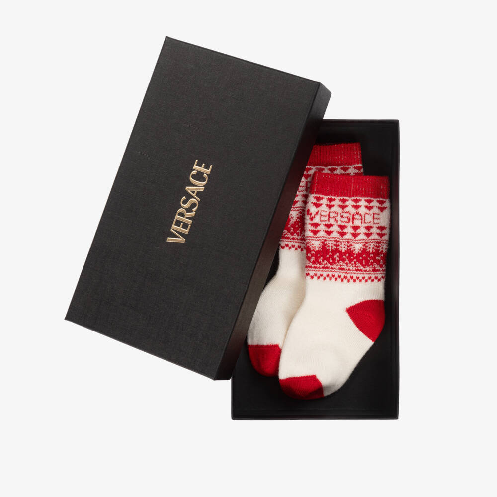 Versace-Junior Boys Red Knit Pattern Socks | Childrensalon Outlet