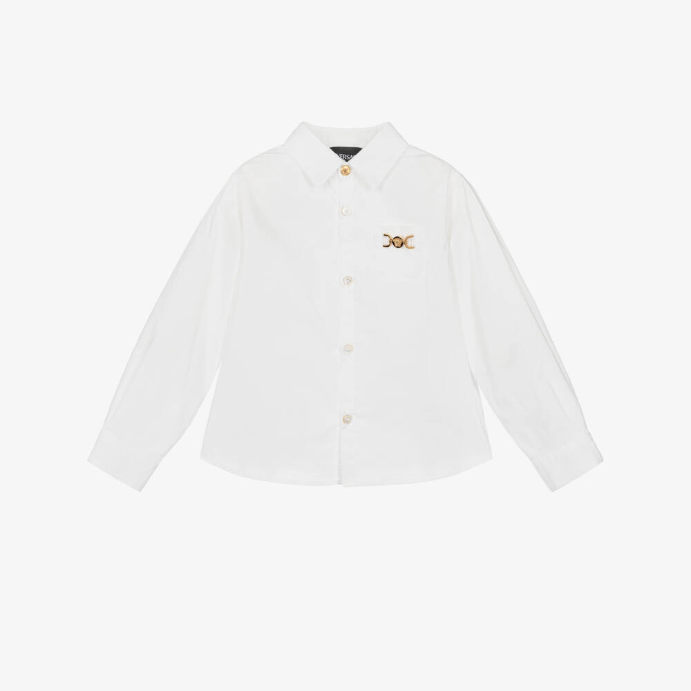 Versace-Junior Boys White Cotton Medusa Logo Shirt | Childrensalon Outlet