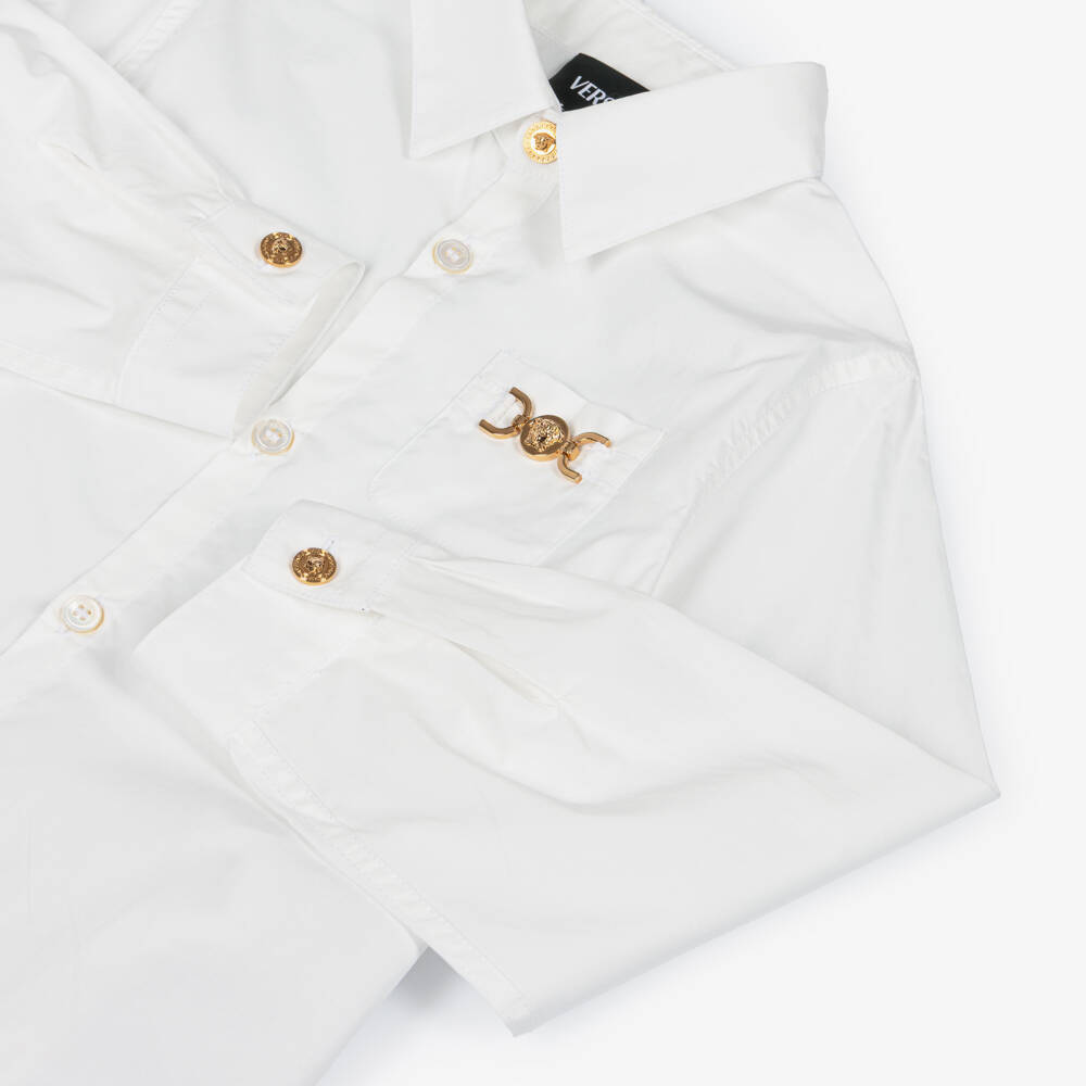 Versace-Junior Boys White Cotton Medusa Logo Shirt | Childrensalon Outlet