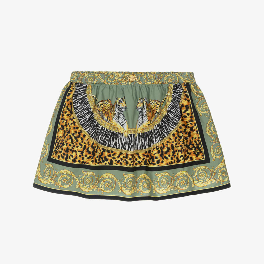 Versace-Юбка с зелёным анималистичным принтом для девочек | Childrensalon Outlet