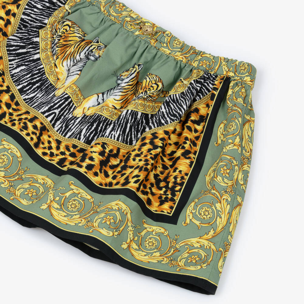 Versace-Юбка с зелёным анималистичным принтом для девочек | Childrensalon Outlet