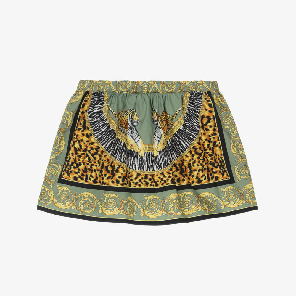 Versace-Юбка с зелёным анималистичным принтом для девочек | Childrensalon Outlet