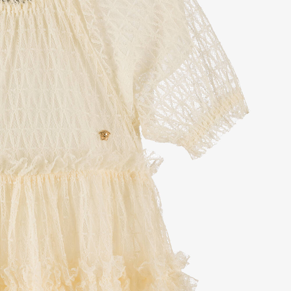 Versace-Кремовое кружевное платье для девочек | Childrensalon Outlet