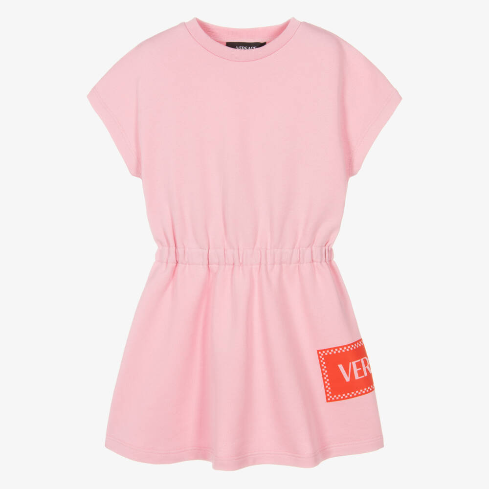 Versace-Junior Girls Pink Cotton Sweatshirt Jersey Dress | Childrensalon Outlet