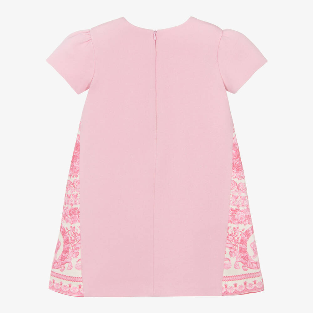 Versace-Junior Girls Pink Jersey & Barocco Print Dress | Childrensalon Outlet