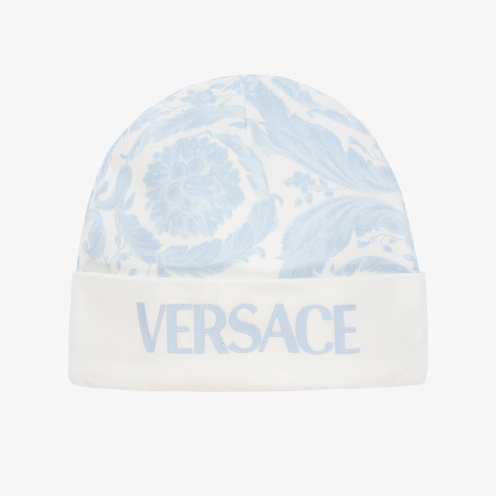 Versace Bonnet coton bleu clair Barocco bebe Childrensalon Outlet
