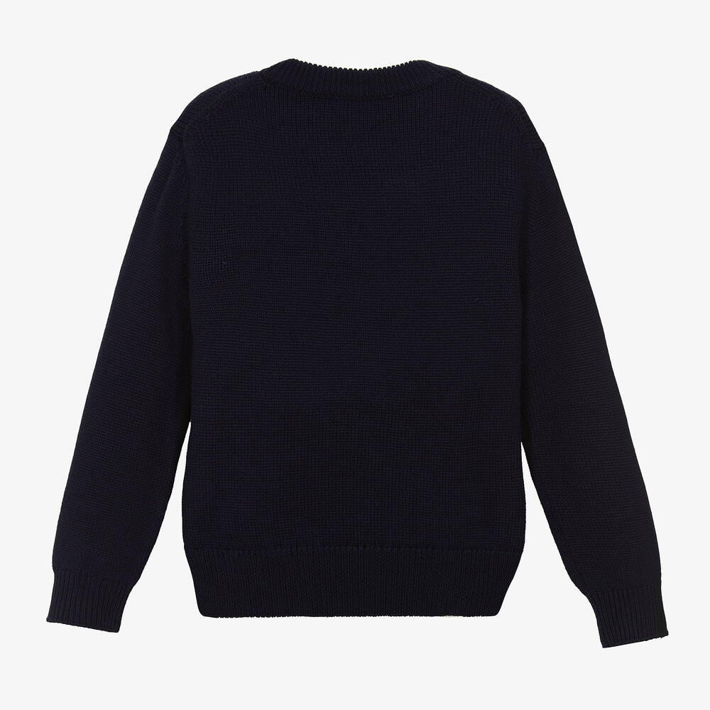 Versace-بلوفر صوف بكر محبوك لون كحلي | Childrensalon Outlet