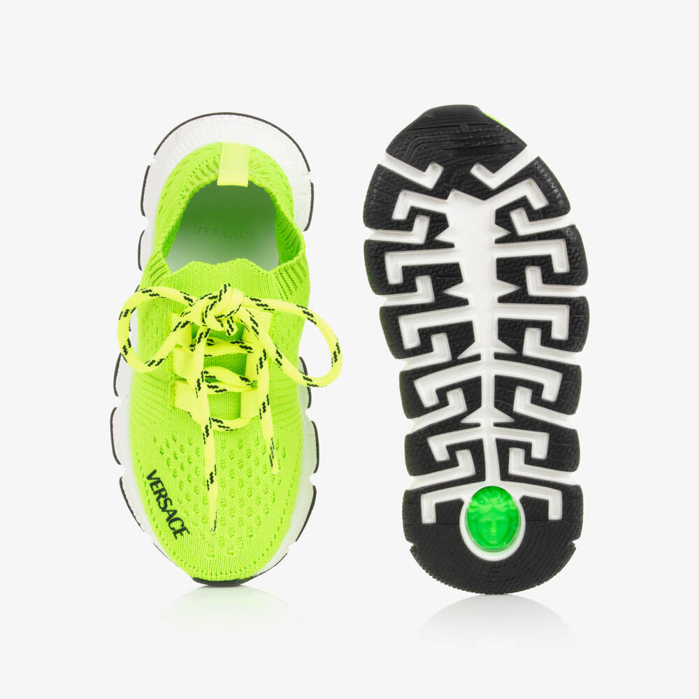 Versace-Neon Green Knitted Trigreca Trainers | Childrensalon Outlet