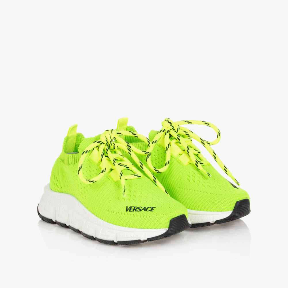 Versace-Neon Green Knitted Trigreca Trainers | Childrensalon Outlet
