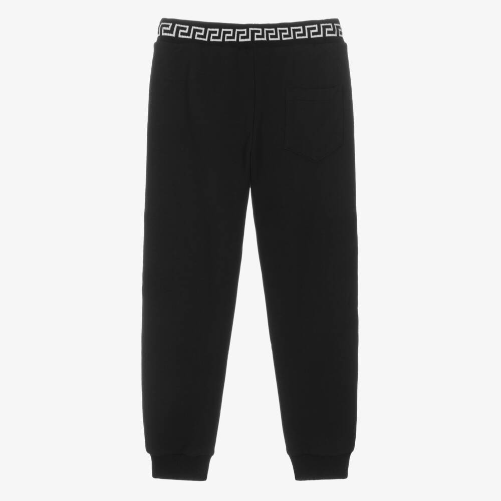 Versace-Older Boys Black Cotton Joggers with Greca Waistband | Childrensalon Outlet