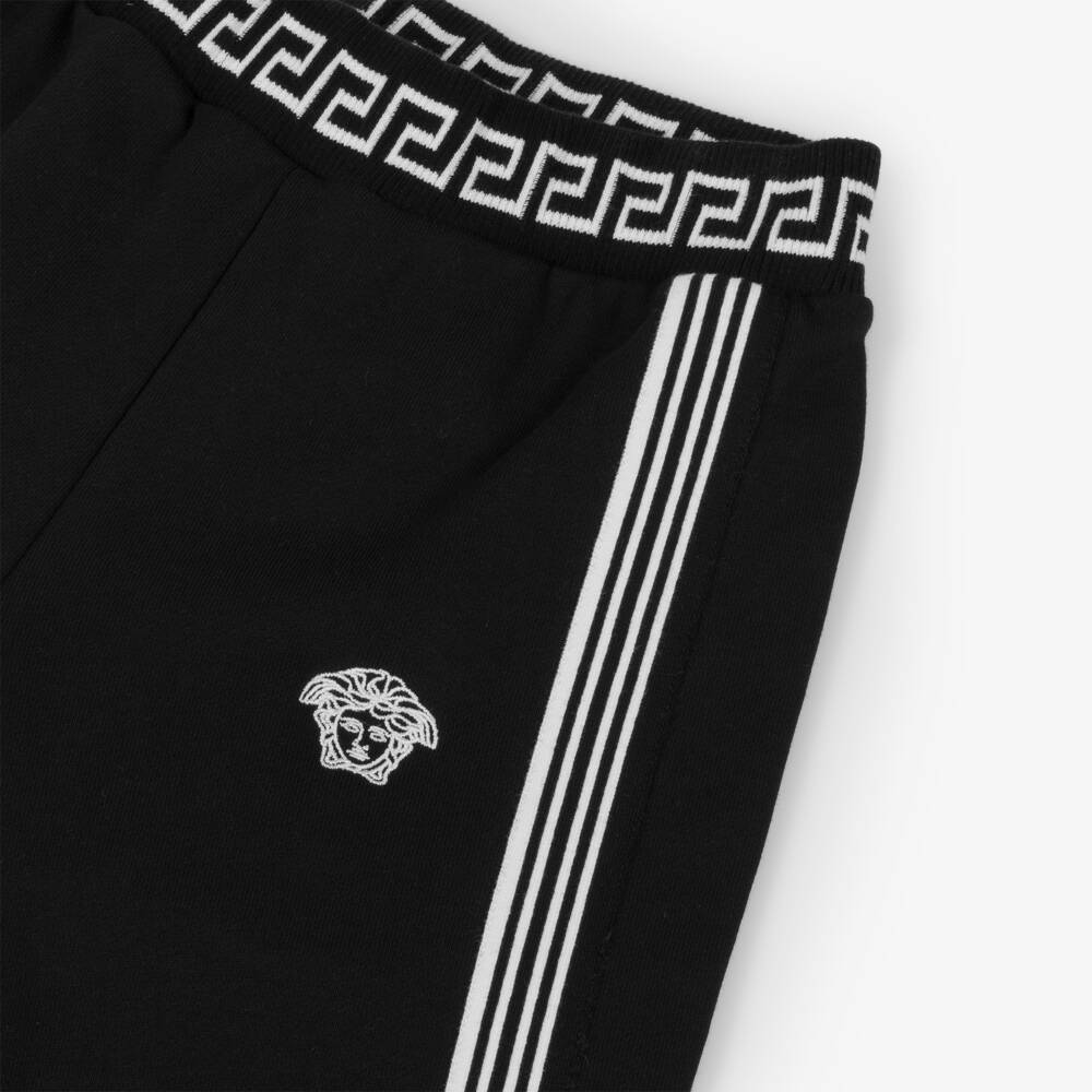 Versace-Older Boys Black Cotton Joggers with Greca Waistband | Childrensalon Outlet