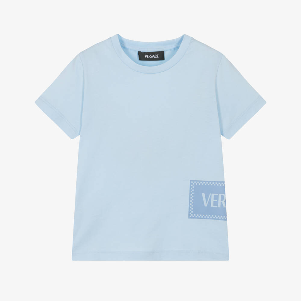 Versace-Pastel Blue Cotton Vintage Logo T-Shirt | Childrensalon Outlet