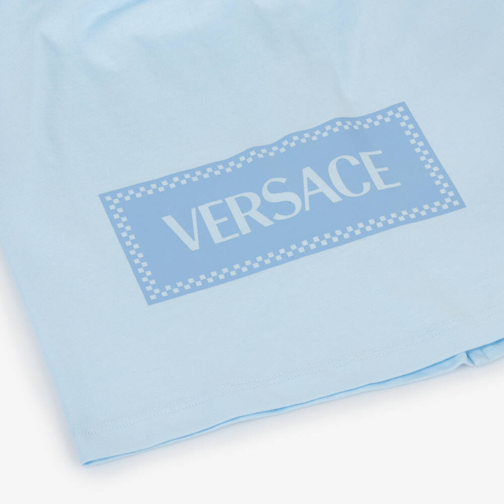 Versace-Pastel Blue Cotton Vintage Logo T-Shirt | Childrensalon Outlet