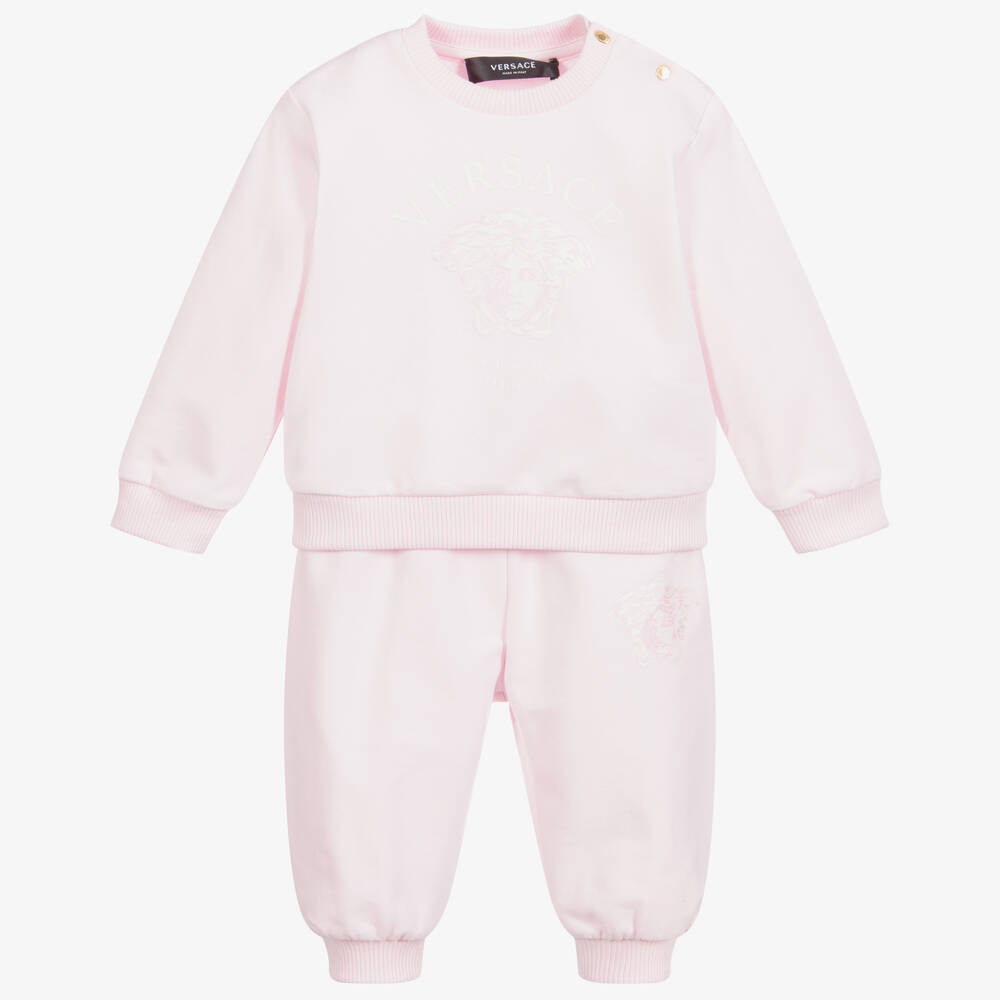 Versace - Pink Cotton Baby Tracksuit | Childrensalon