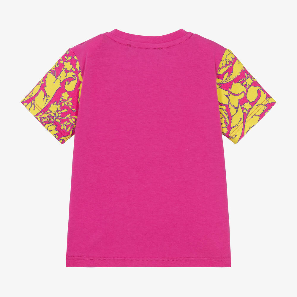 Versace Pink Cotton Barocco Sleeve Baby T Shirt Childrensalon Outlet