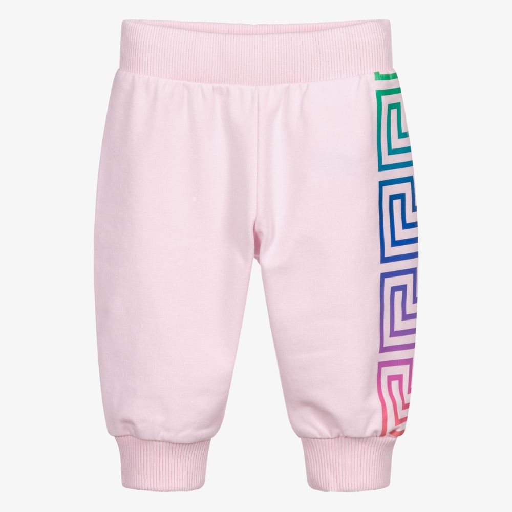 Versace - Pink Cotton Greek Fret Joggers | Childrensalon