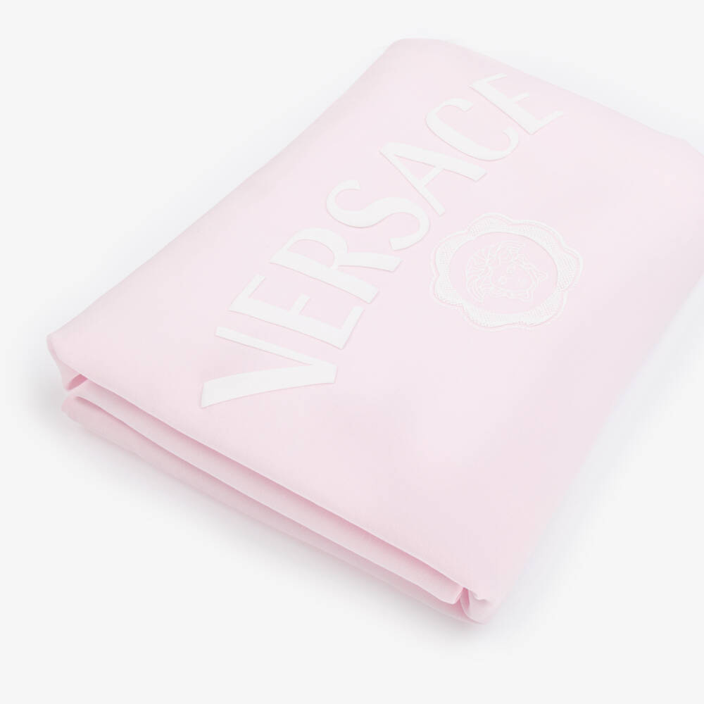 Versace-Pink Cotton Jersey Padded Blanket (70cm) | Childrensalon Outlet