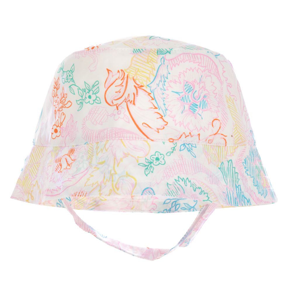 Versace - قبعة للشمس قطن لون زهري بطبعة ملونة للمولودات | Childrensalon