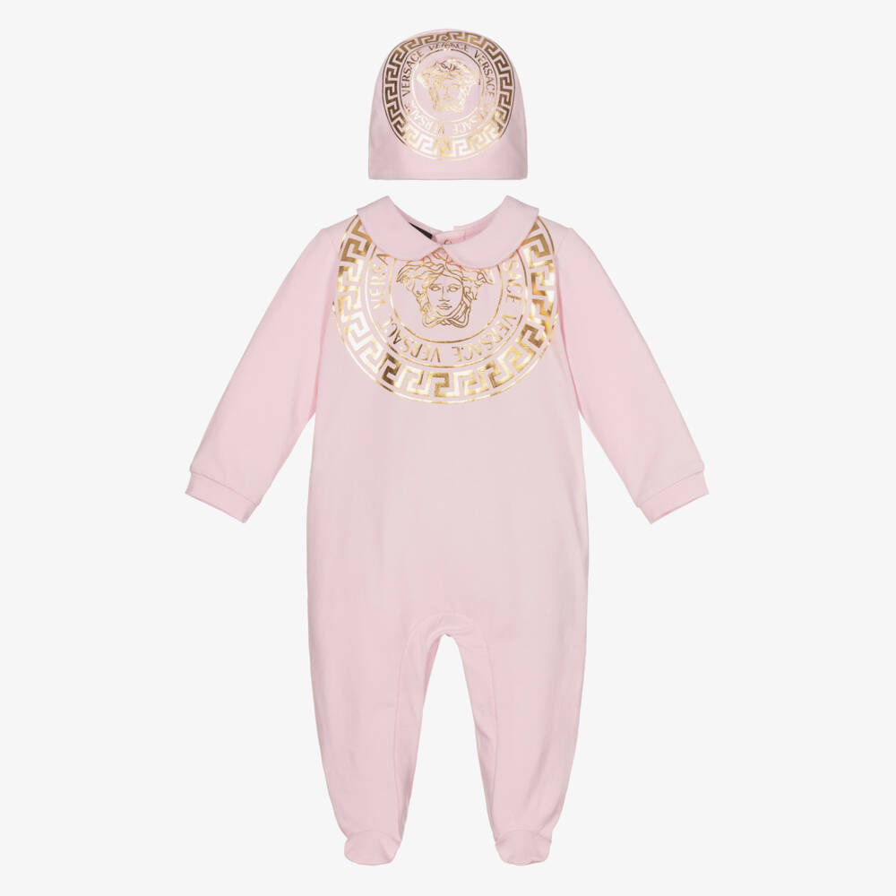 Versace-Pink Medusa Babysuit Gift Set | Childrensalon Outlet
