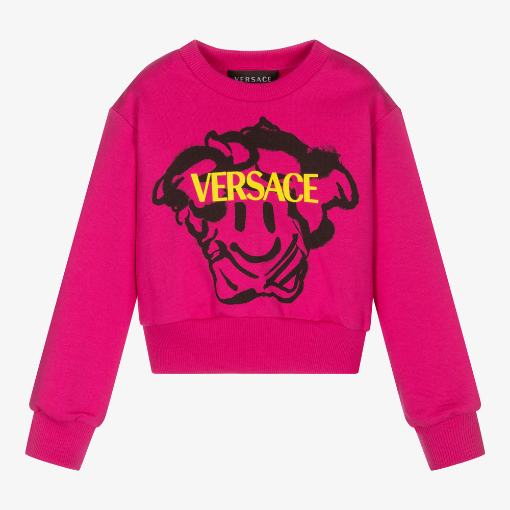 Versace - Sweat-shirt rose Medusa Smiley | Childrensalon