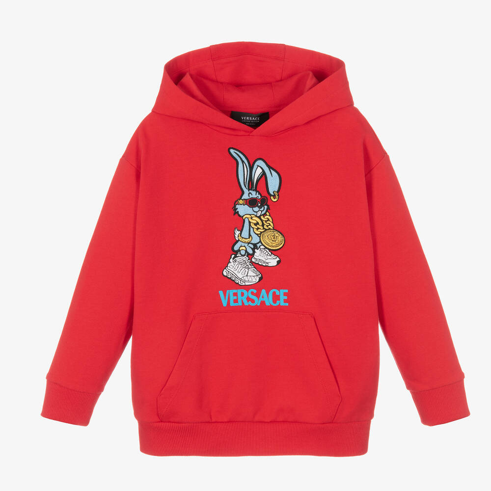 Versace - Roter Kapuzenpulli mit Hasen-Print | Childrensalon