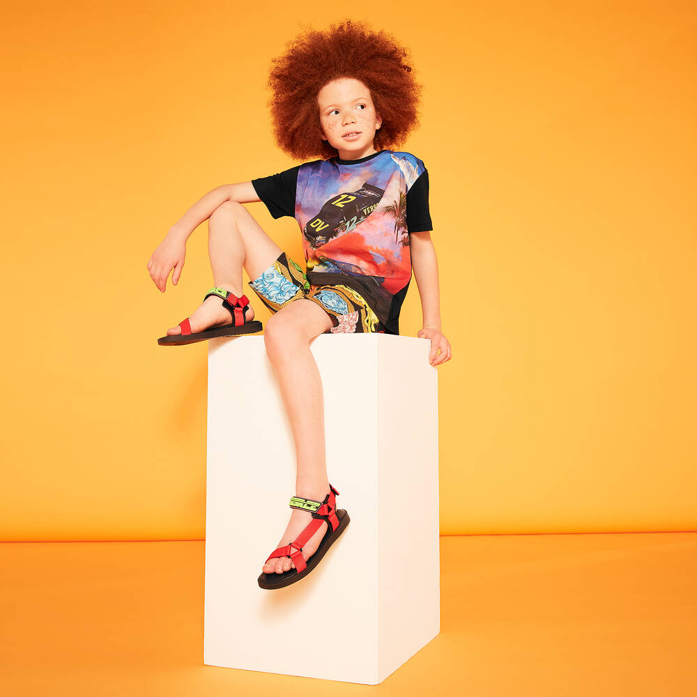 Versace-Red Velcro Sandals | Childrensalon Outlet