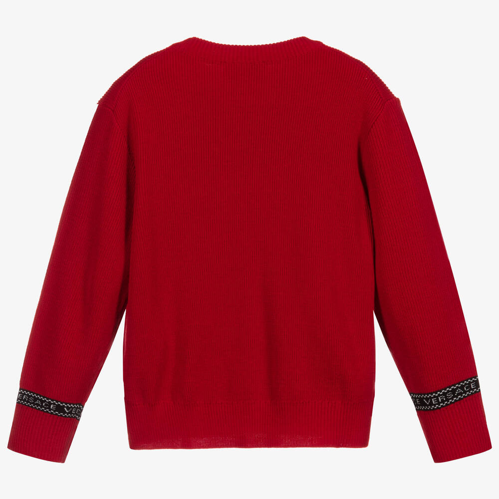 Versace Red Wool Logo Sweater