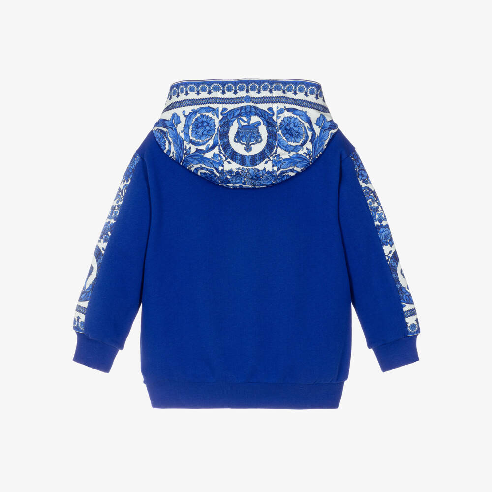 Versace-Royal Blue Cotton Barocco Junior Hoodie | Childrensalon Outlet