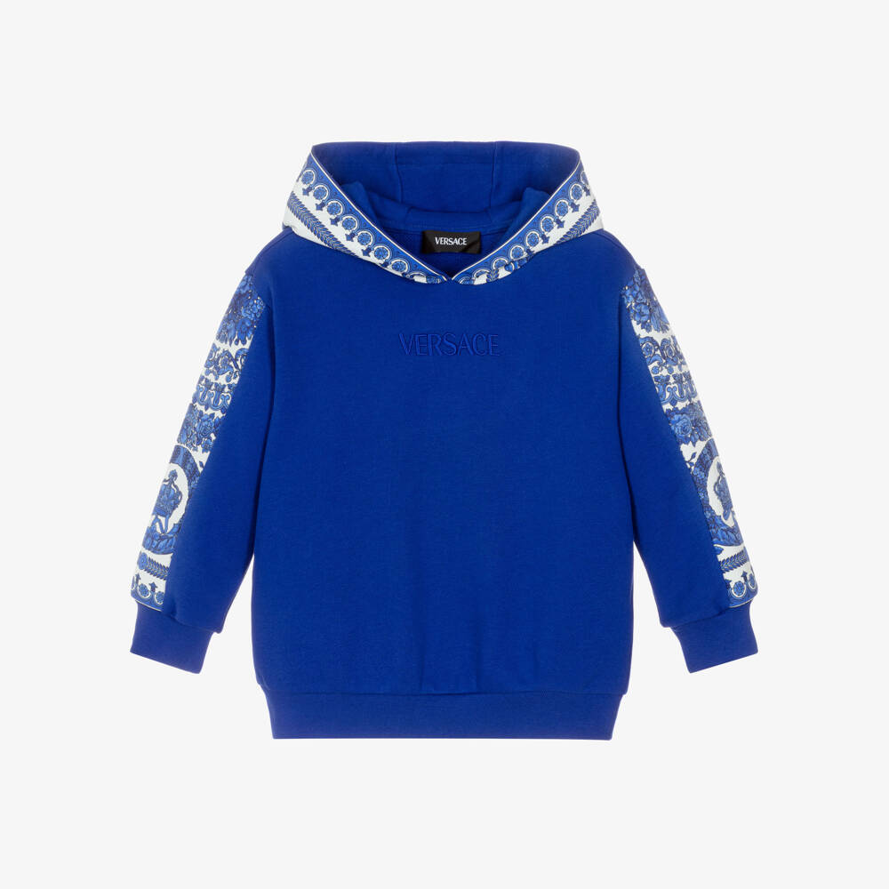 Versace-Royal Blue Cotton Barocco Junior Hoodie | Childrensalon Outlet