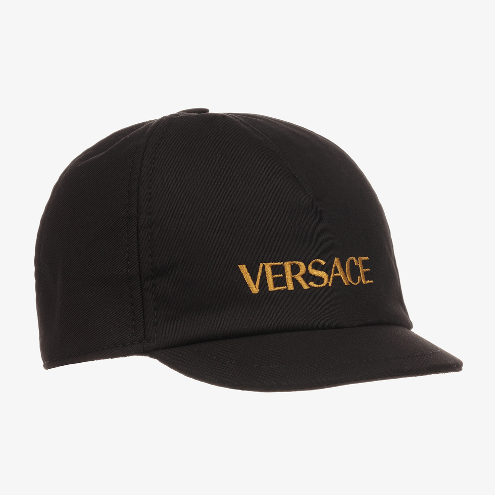 Versace - كاب تينز قطن تويل لون أسود | Childrensalon