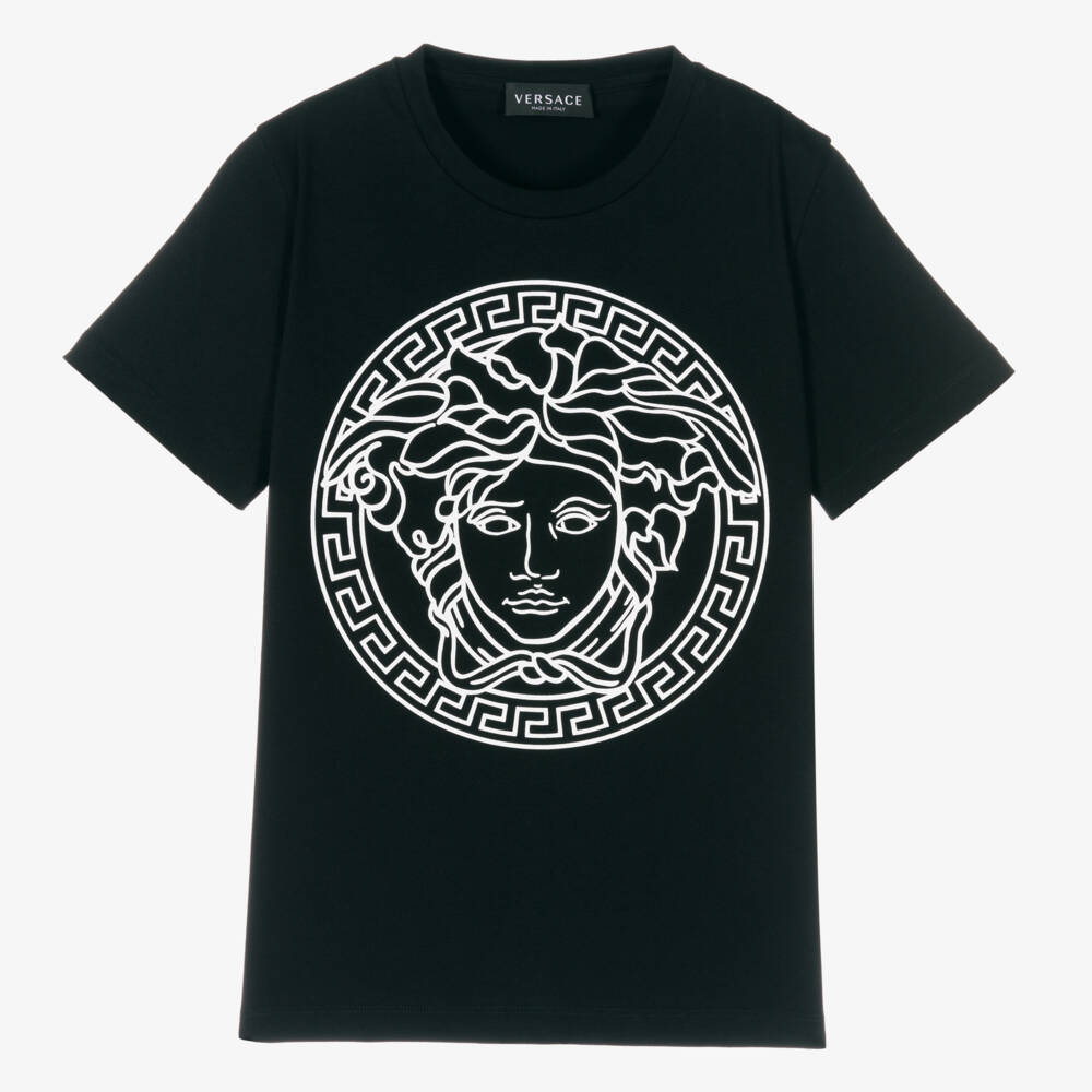 Versace-Teen Black Cotton Medusa T-Shirt | Childrensalon Outlet