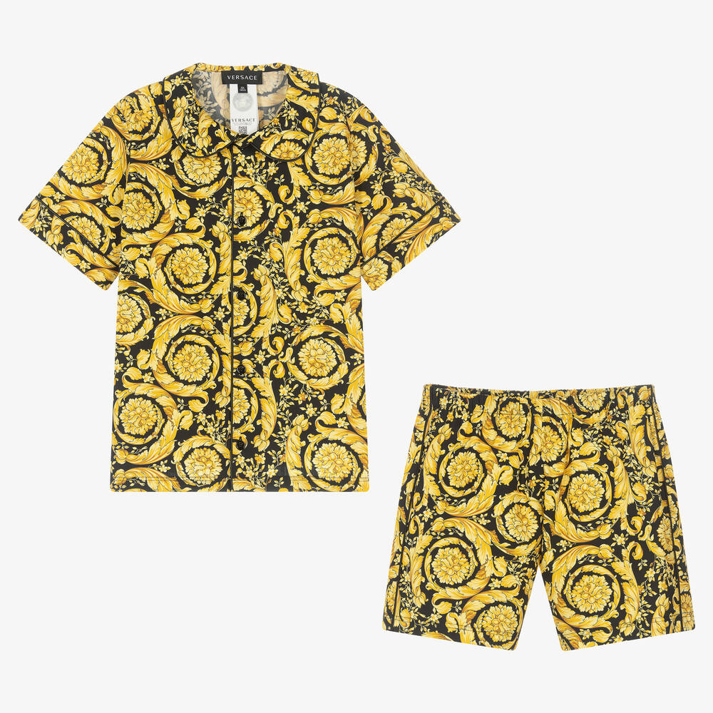 Versace - Pyjama noir et doré Barocco ado | Childrensalon