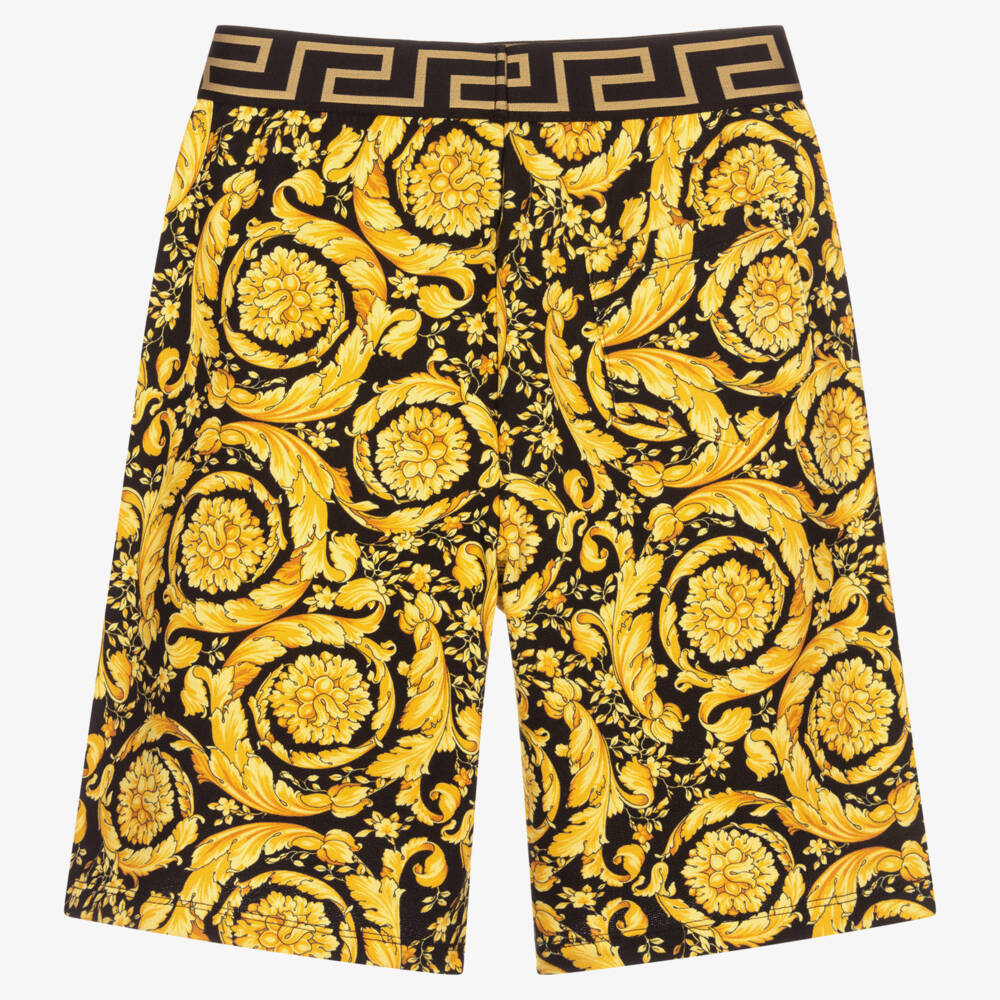 Versace-Teen Black & Gold Barocco Shorts | Childrensalon Outlet