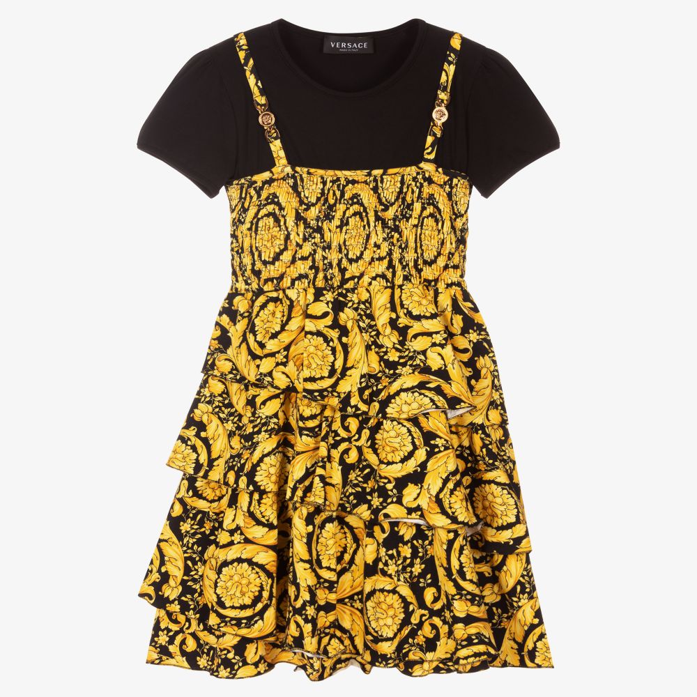 Versace - Teen Kleid in Schwarz und Gold | Childrensalon