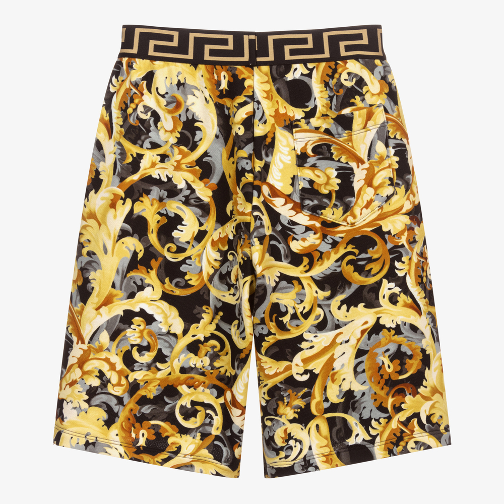 Versace-شورت تينز قطن لون أسود وذهبي | Childrensalon Outlet