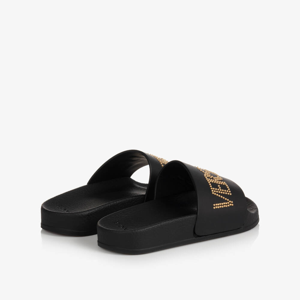 Versace-Teen Black & Gold Logo Sliders | Childrensalon Outlet
