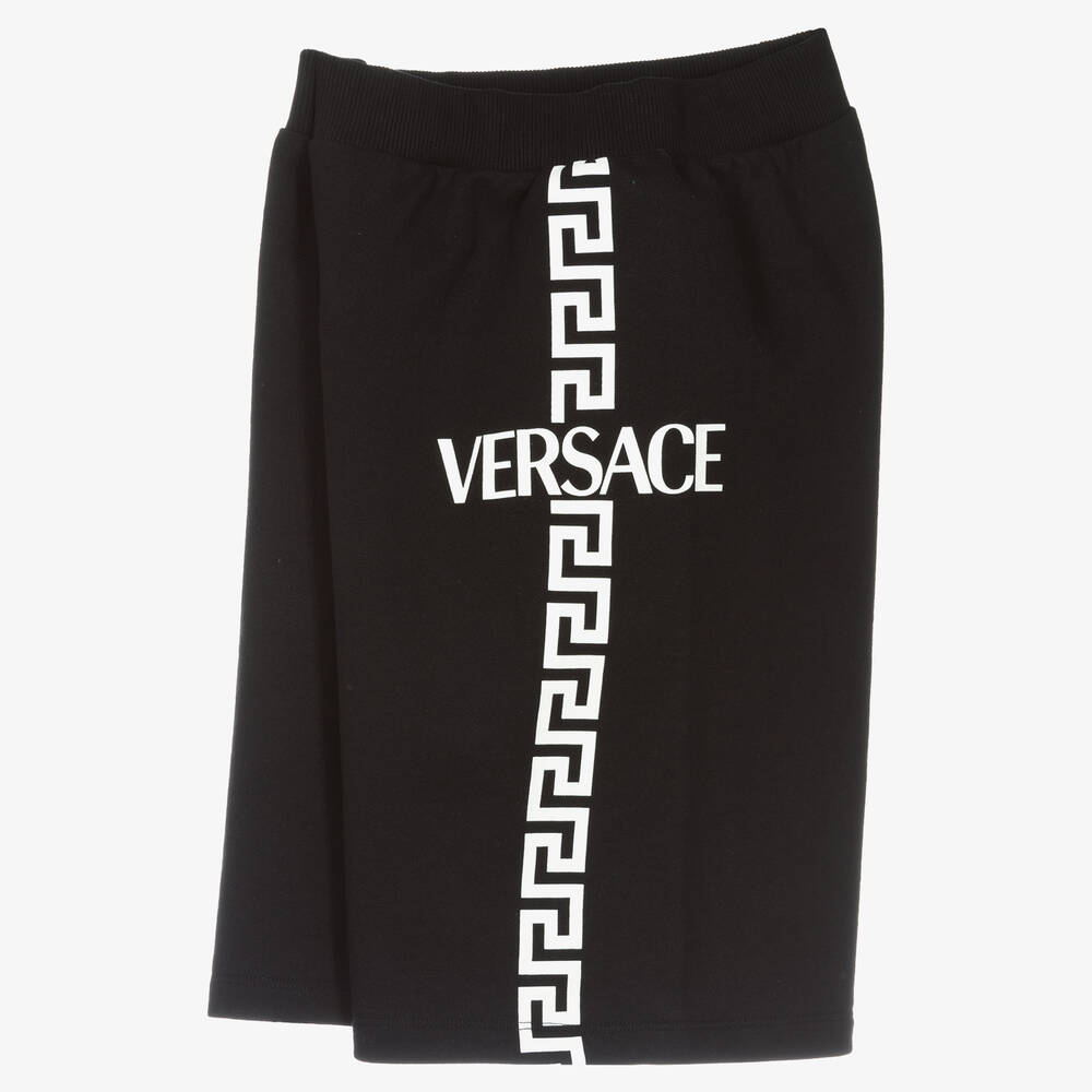 Versace-Teen Black Greca Logo Shorts | Childrensalon Outlet