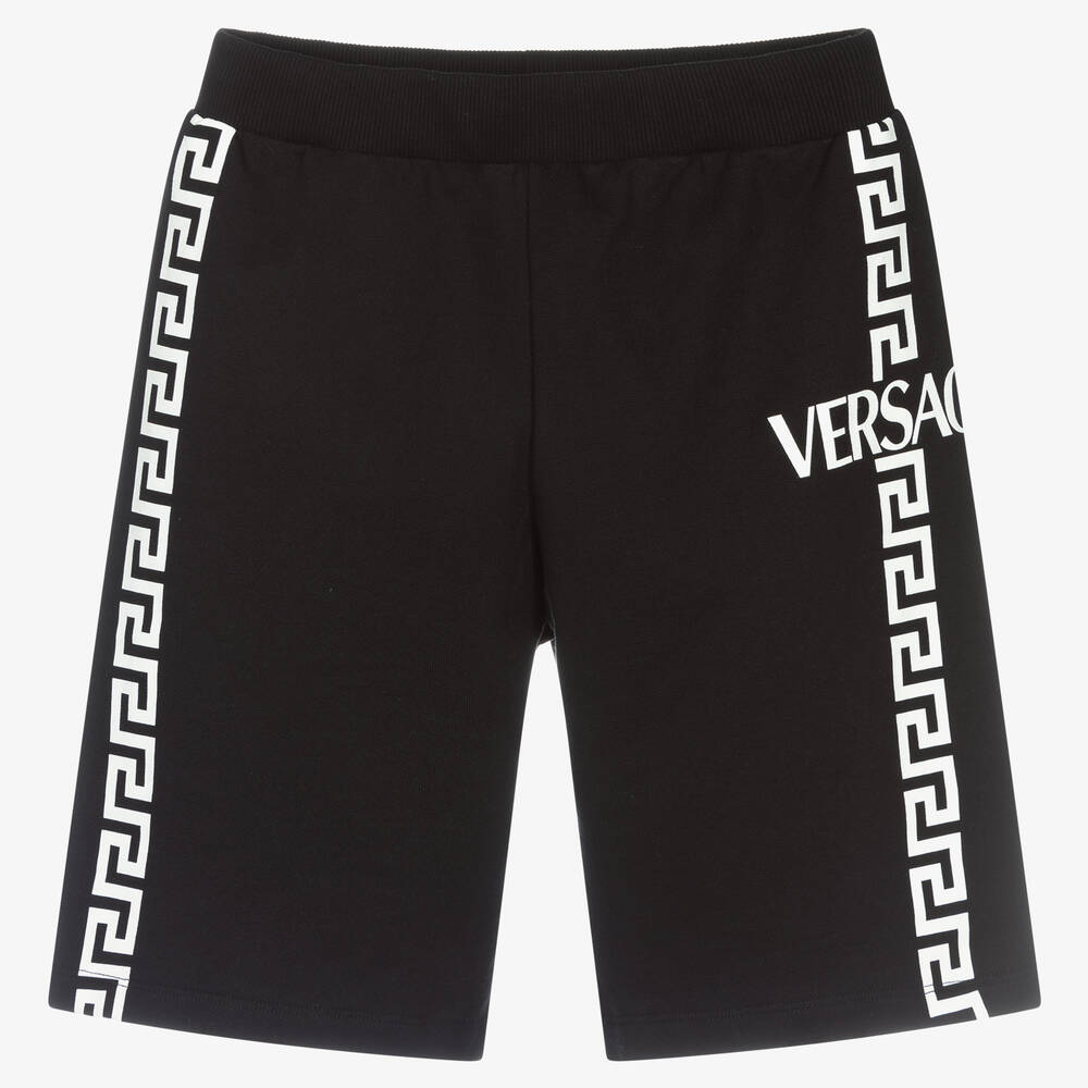 Versace-Черные шорты с принтом Greca для подростков | Childrensalon Outlet
