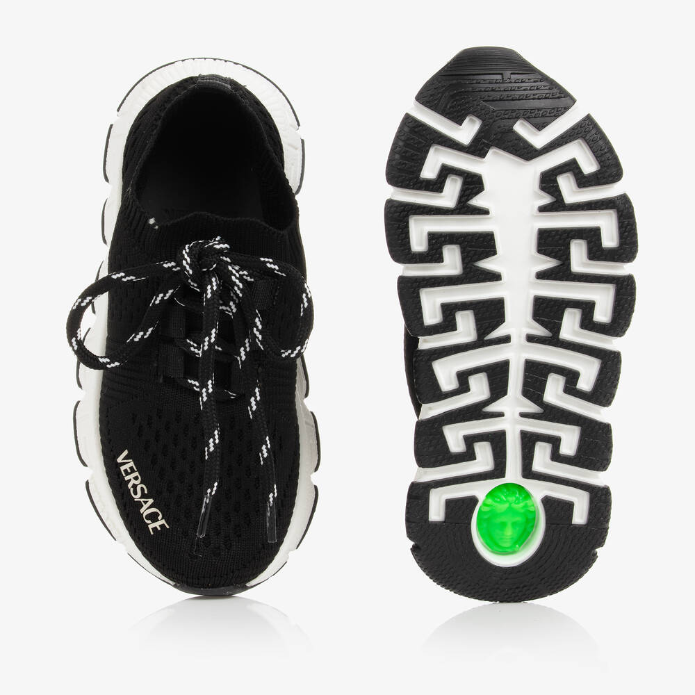 Versace-ترينرز تينز قماش محبوك لون أسود وأبيض | Childrensalon Outlet