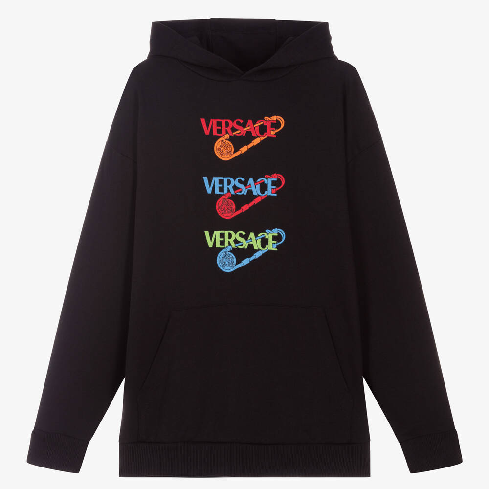 Versace - Teen Black Logo Hoodie | Childrensalon