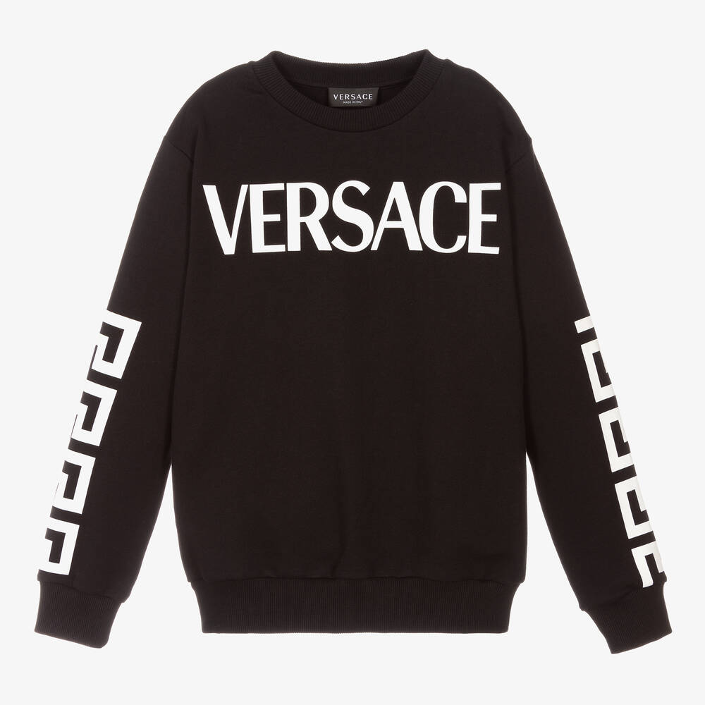 Versace - سويتشيرت تينز ولادي قطن لون أسود | Childrensalon