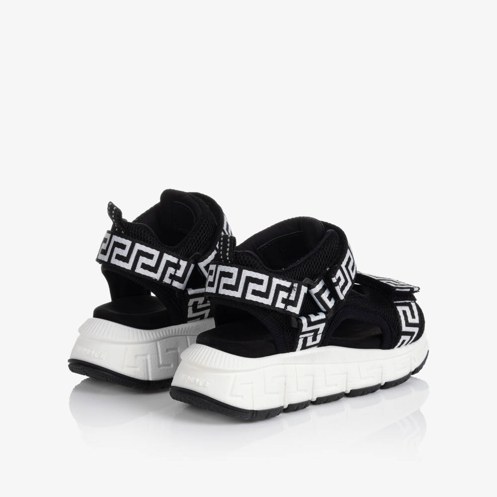 Versace-Teen Black & White Greca Sandals | Childrensalon Outlet