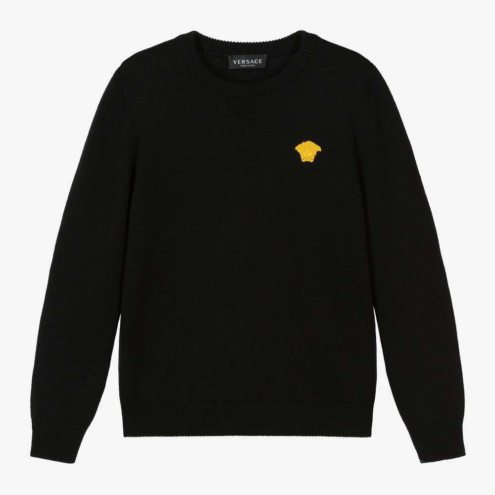 Versace - Teen Black Wool Knit Medusa Sweater | Childrensalon